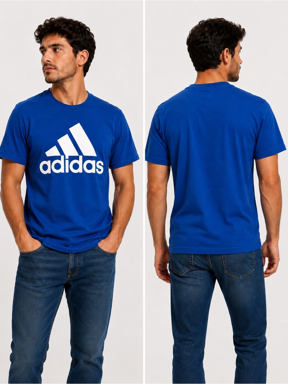✨🌙 Adidas Men’s Blue Logo T-Shirt Size L Athletic Casual Tee